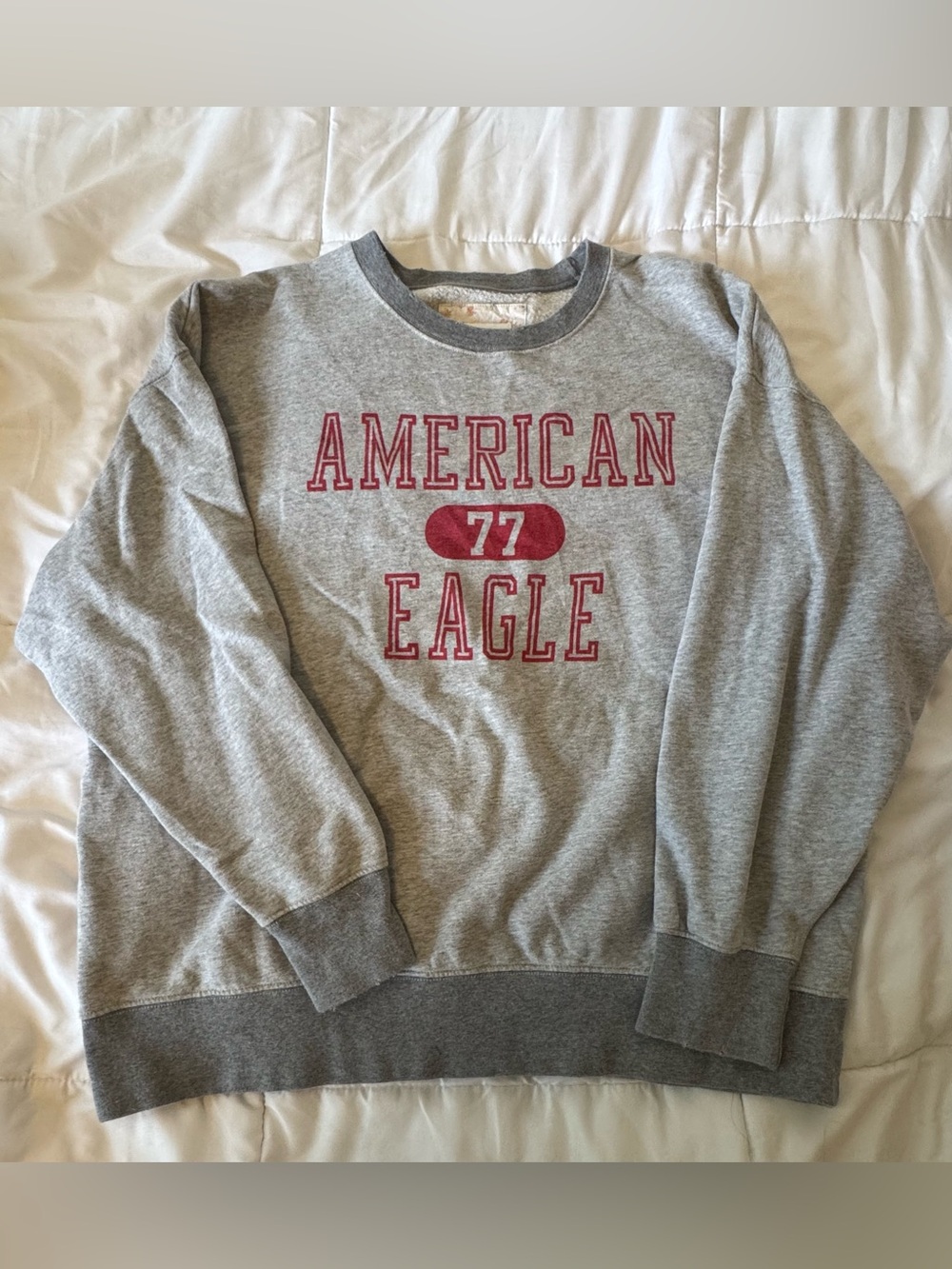 American Eagle Outfitters Ladies Gray Crewneck Sweatshirt with Red Graphic